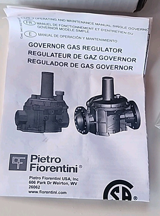 Gastite Gov. Gas Reg 30053-NG Pietro 1" NPT Inlet/Outlet 8" W.C. Free Shipping!!