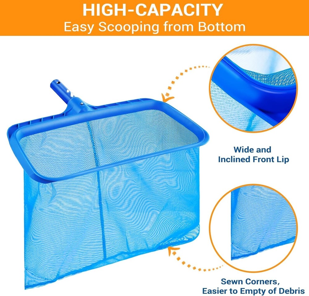 Pool Skimmer Net without Pole, Large Capacity Durable Deep Rake Net