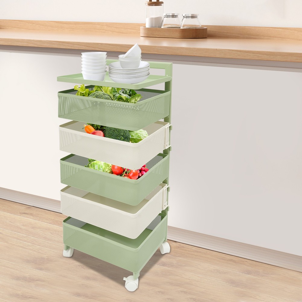 Rotating Storage Rack, Kitchen Organizer With Rotating Basket