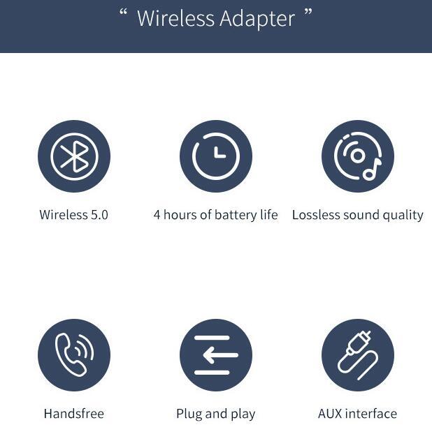 3.5 AUX Cable Bluetooth 5.0 Audio Transmitter Receiver Adapter Car USB Wireless