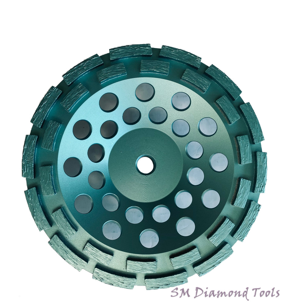 7" Premium Double  Row Cup Wheel 5/8" Threaded Concrete Surface Grinding