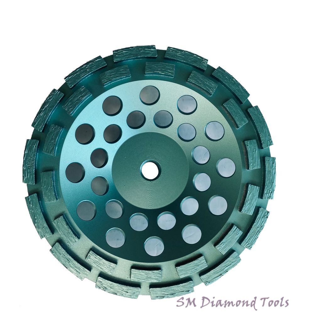 7" Premium Double Row Cup Wheel 5/8" Threaded Concrete Surface Grinding