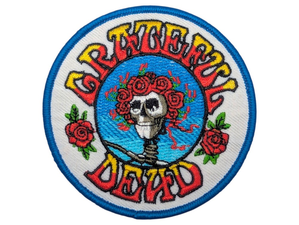 Grateful Dead Patch iron on patch Embroidered 3" Bertha Skull and Roses design.