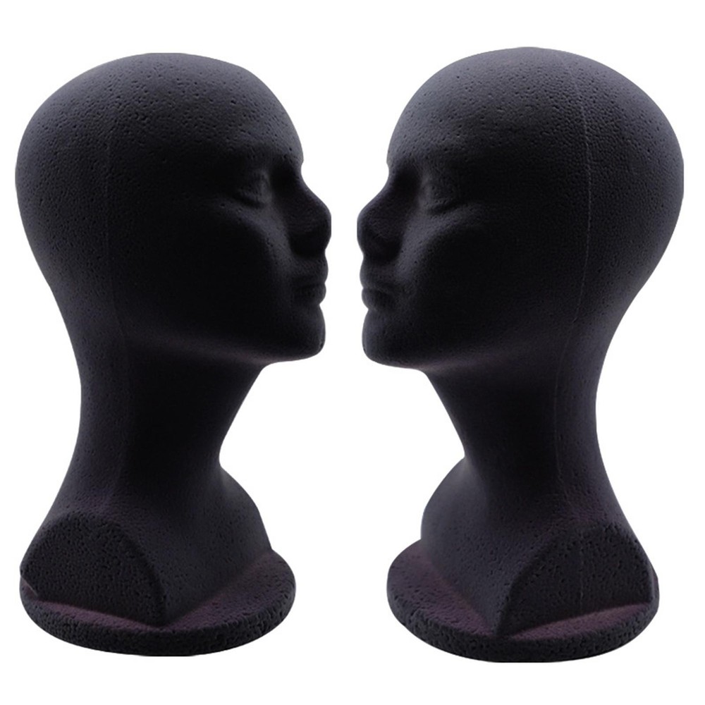 Man Styrofoam Mannequin Head Model 12.6 inch Tall Smooth Surface