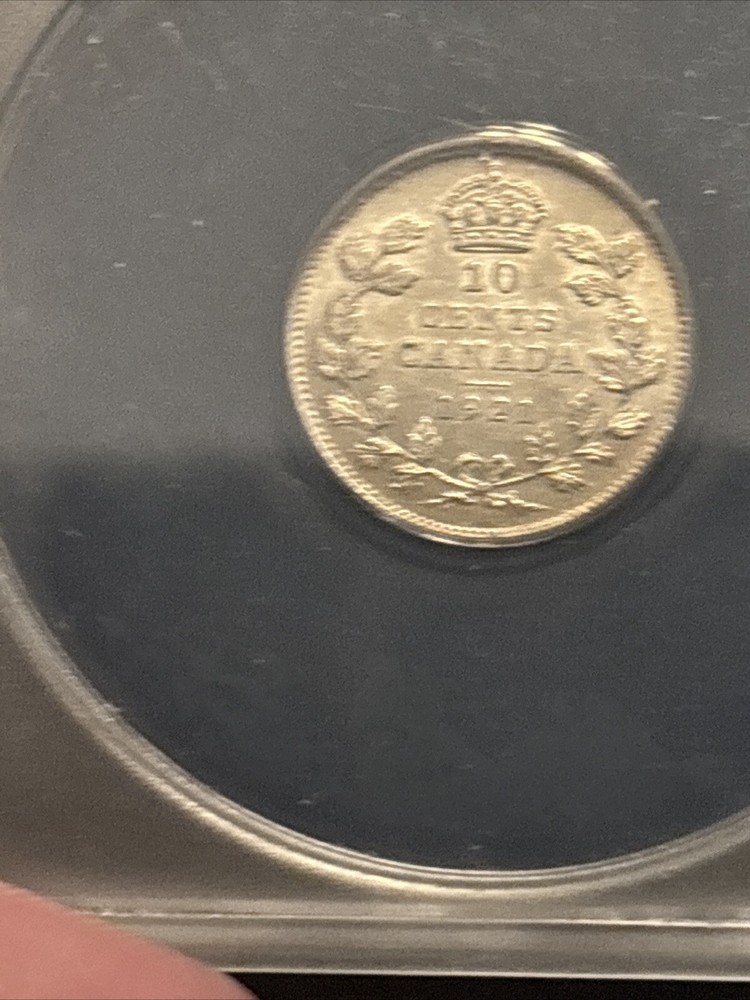 1921 Canada 10 Cents Anacs Au55 Silver Canada Dime