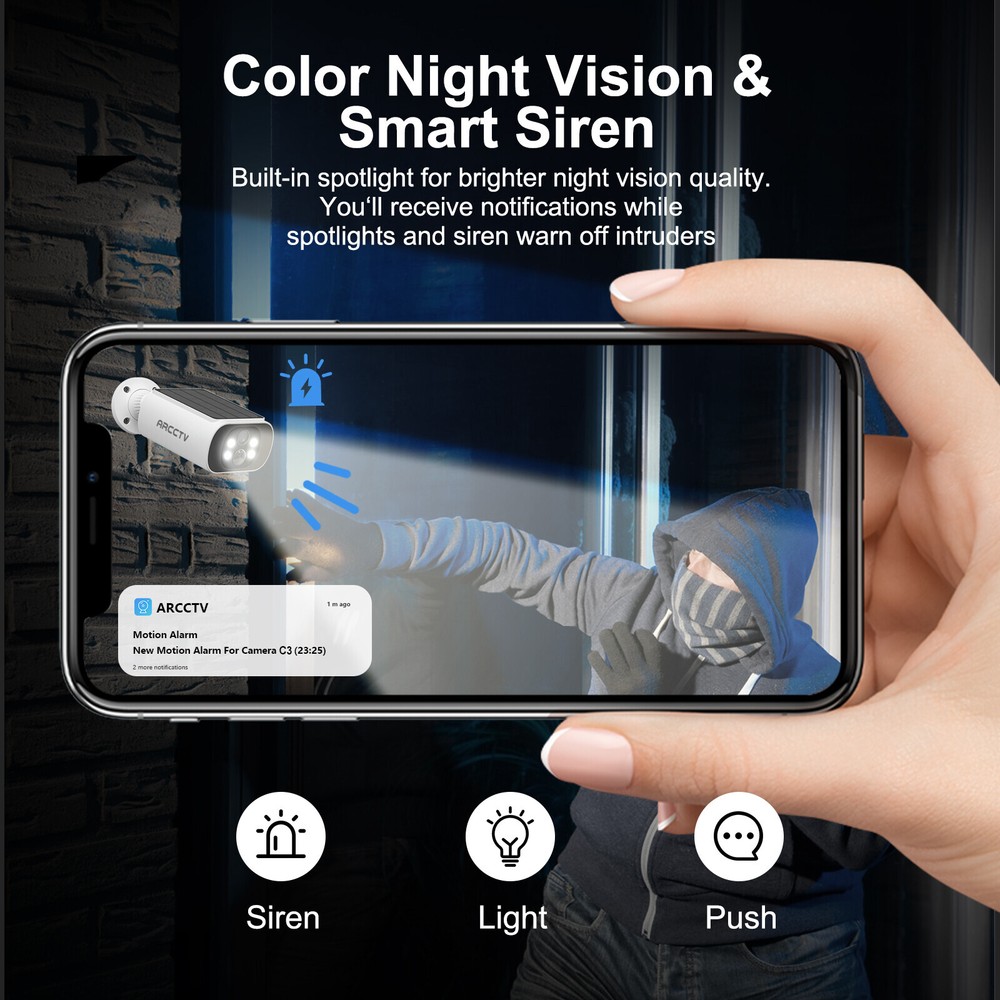 ANRAN Solar Powered Wireless Home Security Camera System Outdoor WiFi 2 Way Talk