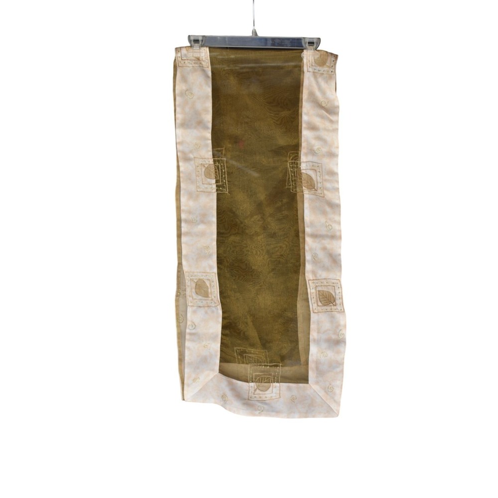 Satin Embroidered Gold Sheer Panel Runner 66x15