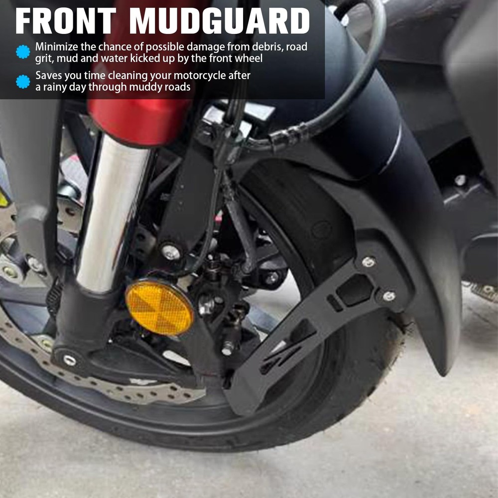 Motorcycle Front Fender Mudguard Extender with Bracket Replacement for Black