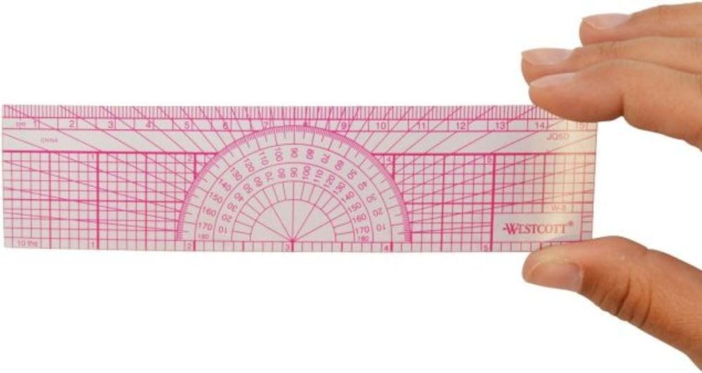 Protractor Ruler, 6", 15Cm, Transparent (W-5)