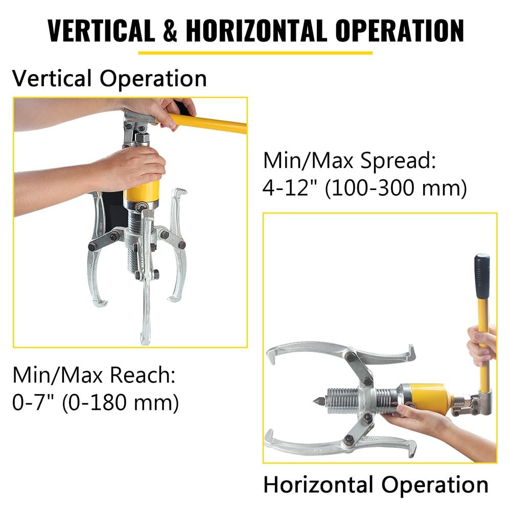 VEVOR Hydraulic Gear Puller, 15 Ton Max. Capacity Hydraulic Puller, 2 or 3 Ja...