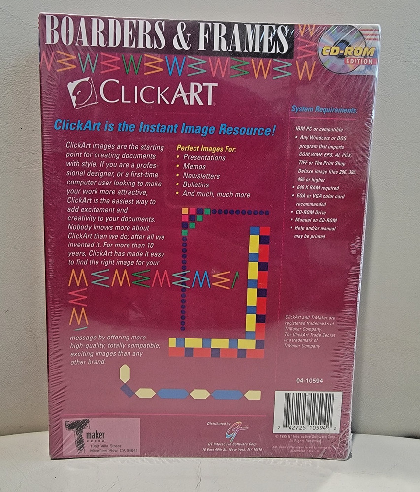Boarders & Frames ClickART CD ROM; Windows; NOS/CIB