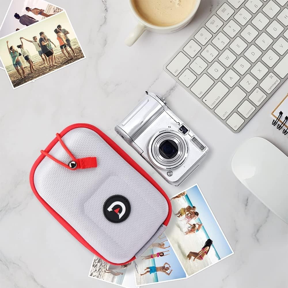 Compact Silver-Red Golf Rangefinder Case - Lightweight & Durable Protection