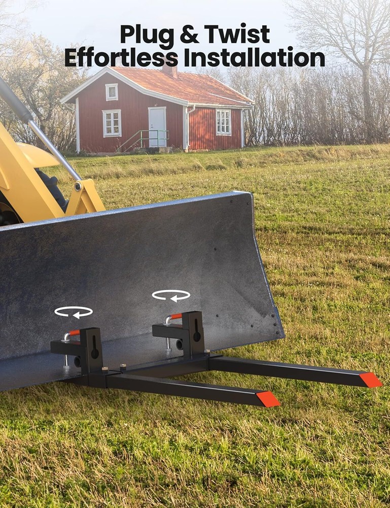 43" Tractor Clamp on Pallet Forks Skid Steer Loader Bucket Quick Attach 2000 lbs