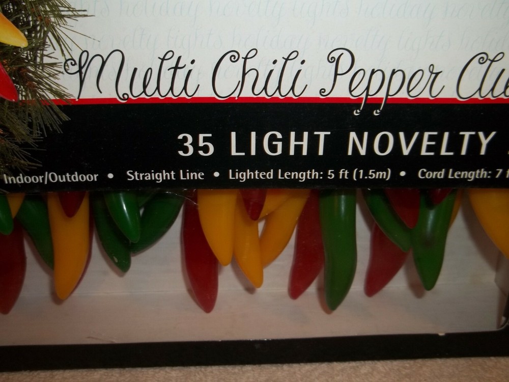 Vtg 2002 Target New 5 Cluster Multi Color Chili Pepper String 35 Light Set