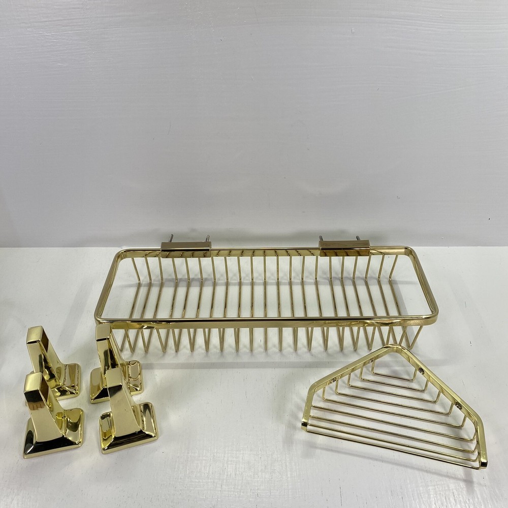 Deltana Solid Brass Wire Long / Corner Bath Shower Basket Set Bathroom Decor