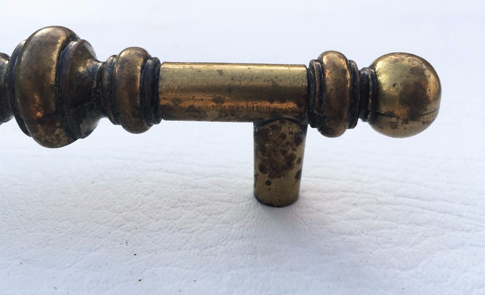 Brass MId Century Modern Drawer Pull Antique Hardware Cabinet Handle 3" centers