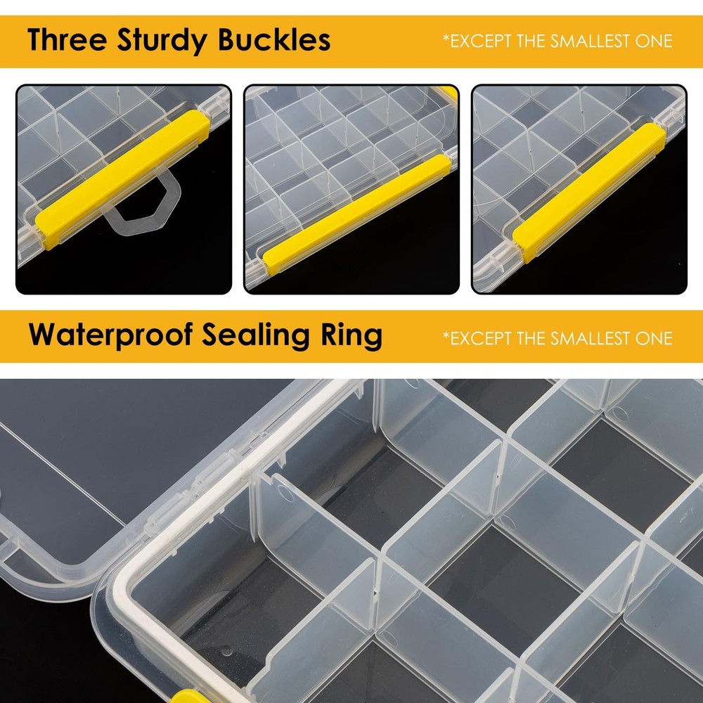 Tackle Boxes, Plastic Tackle Storage Set, 4 Assorted Sizes with Removable Div...
