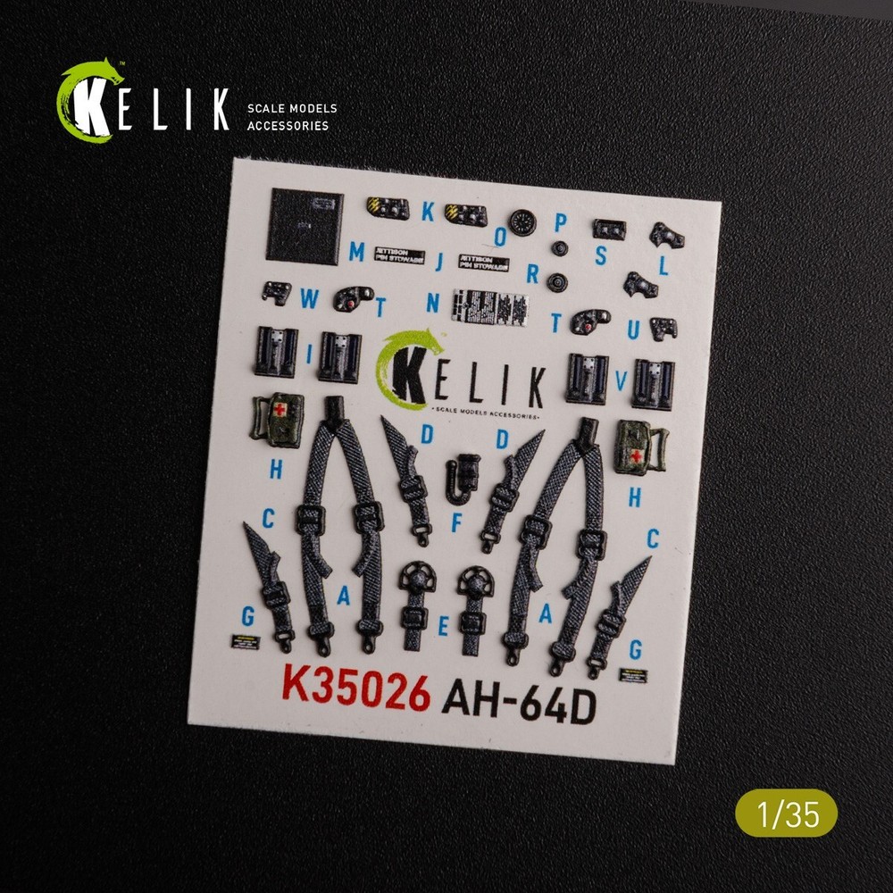 1/35 ResKit K35026 AH-64D Apache interior 3D decals for Meng kit