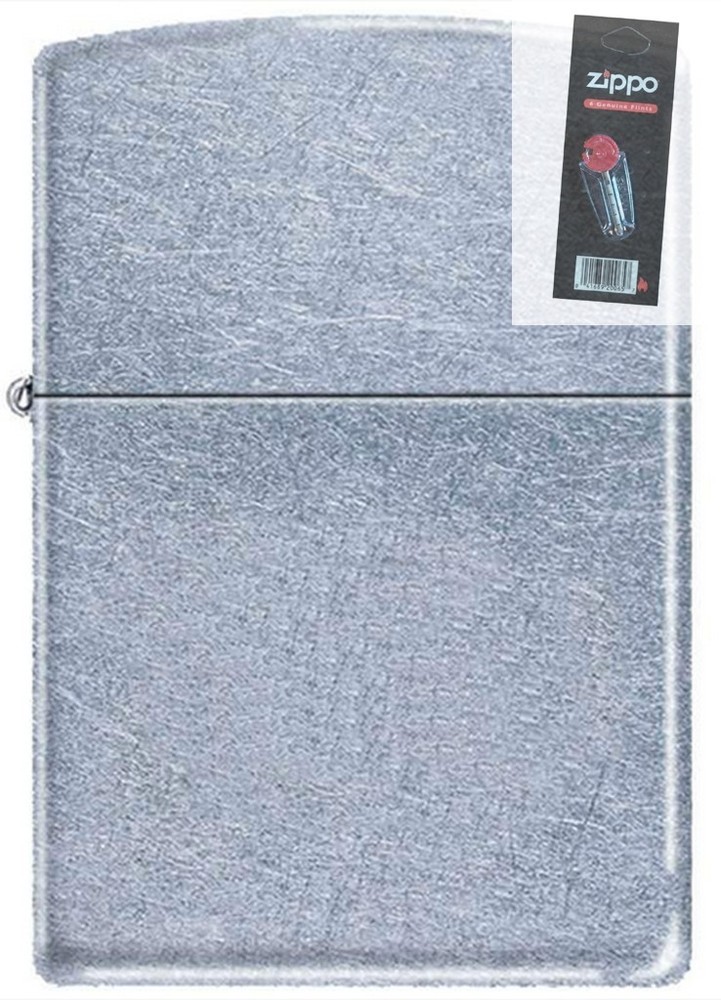 Zippo 207 street chrome full size Lighter + FLINT PACK
