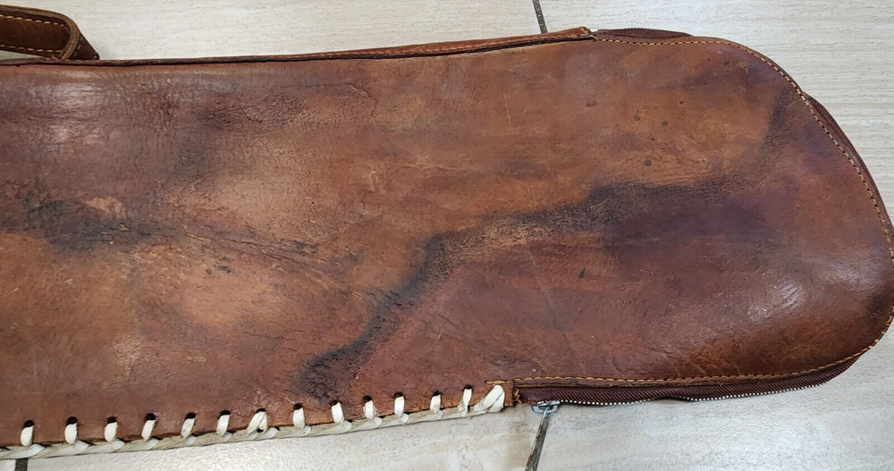 Vintage Hand Tooled Leather 51-52" Soft Sided Lined Rifle Gun Case Unknown Maker
