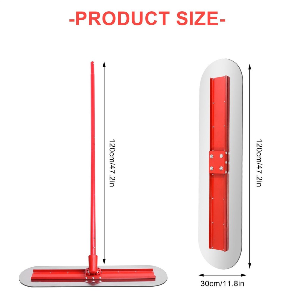 Bull Float 48"x12" Concrete Tool Trowel Float 4 Handles Round End