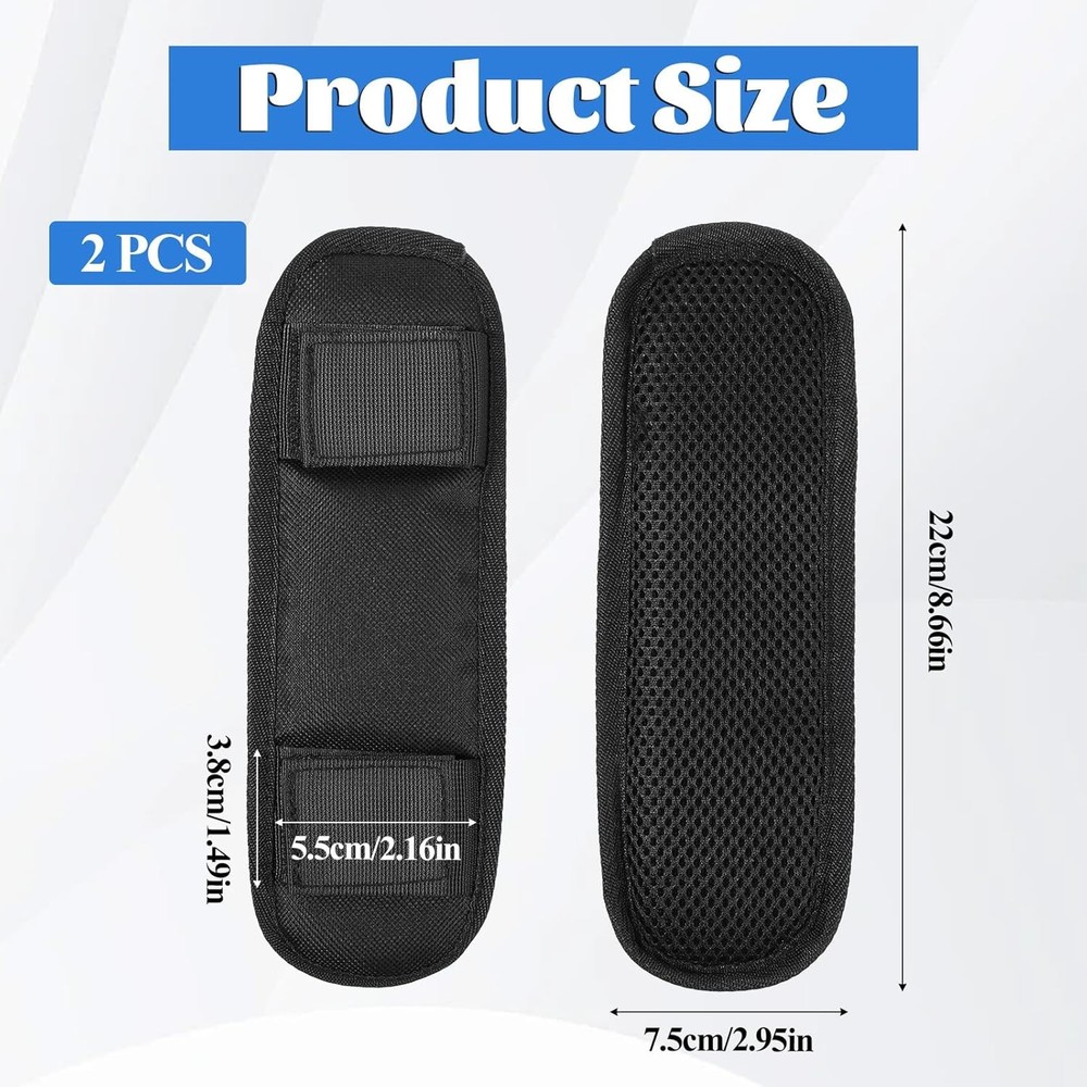 2 Pieces Shoulder Strap Pad, Black Shoulder Pad for Bag Strap Removable Backpack