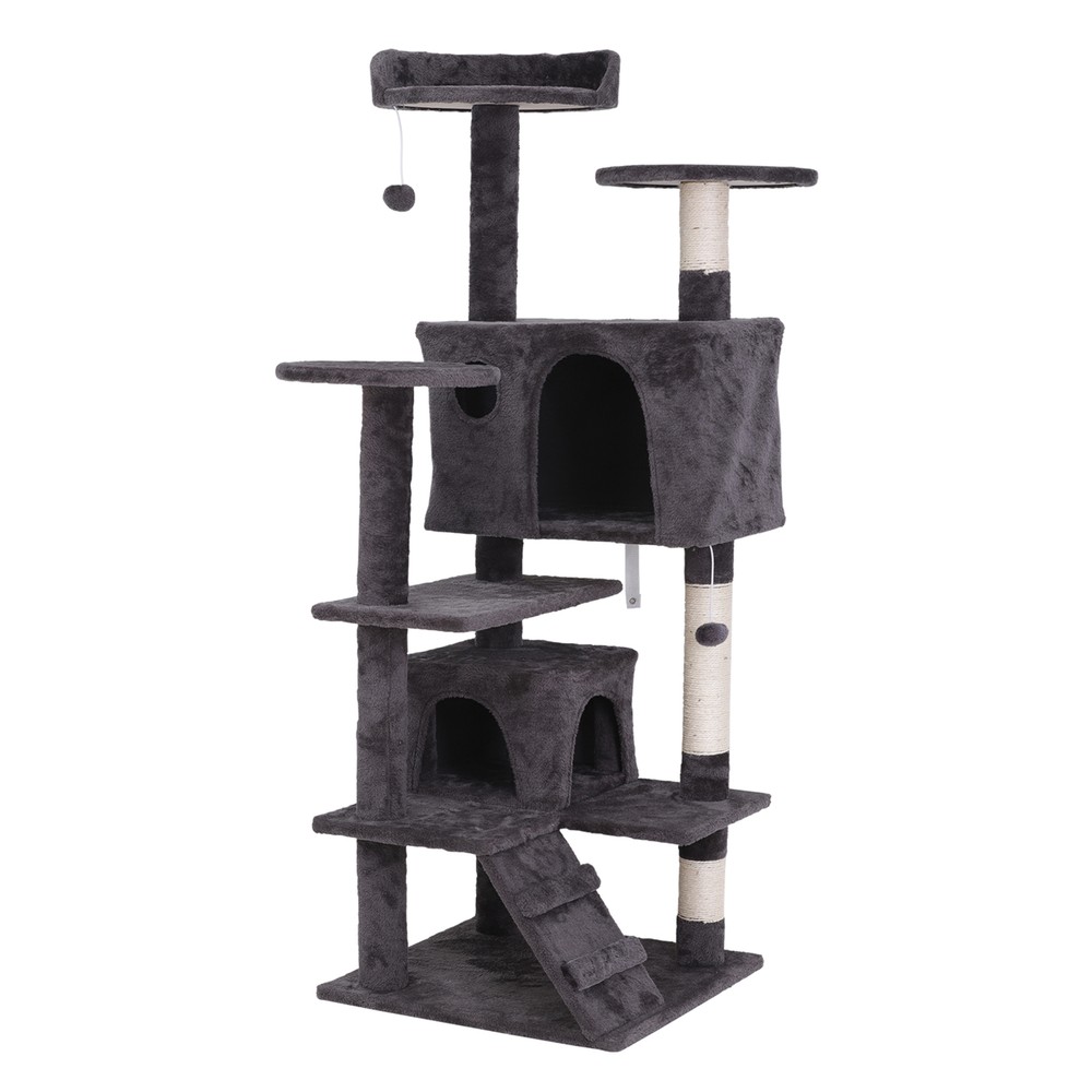 55 inch Cat Activity Tree Tower Great For Climbing、Playing、Scratching & Relaxing