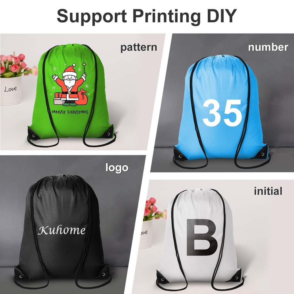 Kuhome 6Pcs Drawstring Backpacks Bulk String Bag Cinch Sack Large, Multicolor