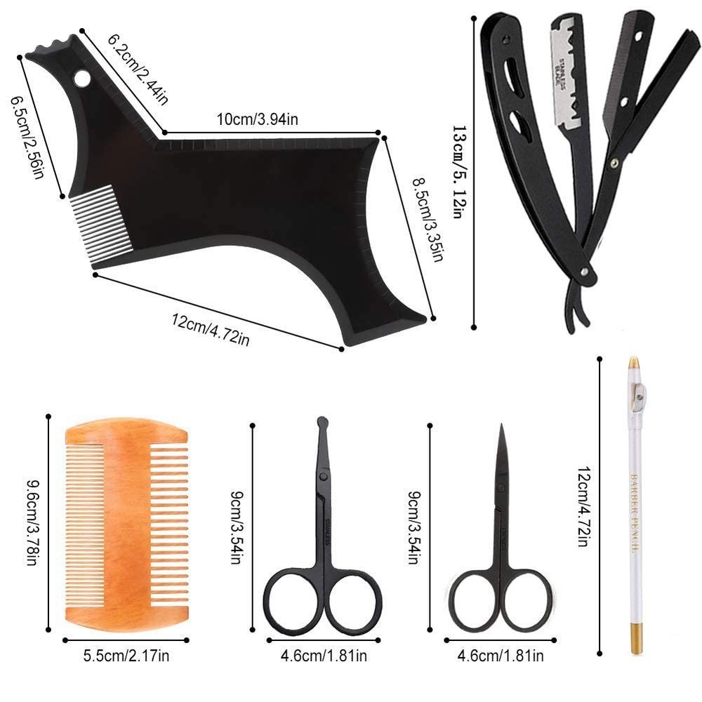 Beard Shaper, Shaping Tools, Include Template Guide, 16 Piece Set