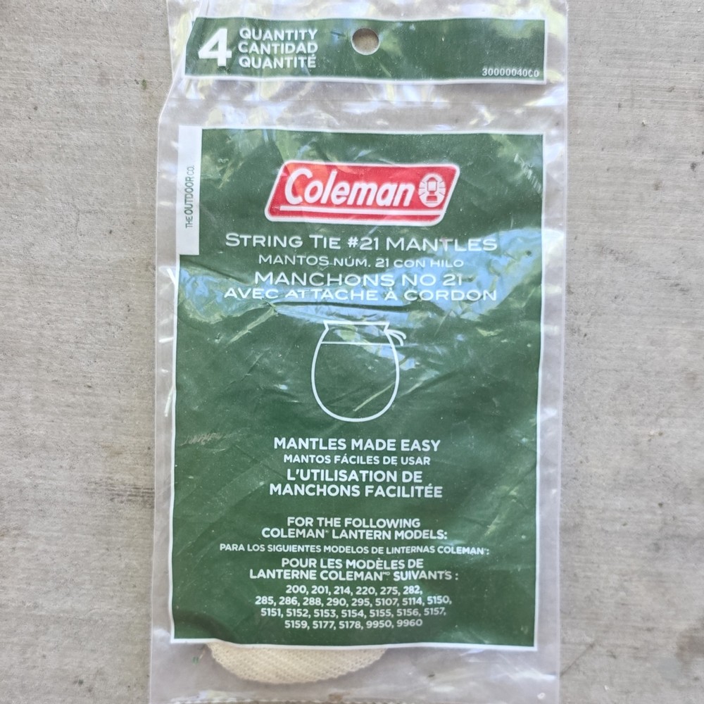 Coleman #21 String Tie Lantern Mantles 4 Pack New Camping Replacement