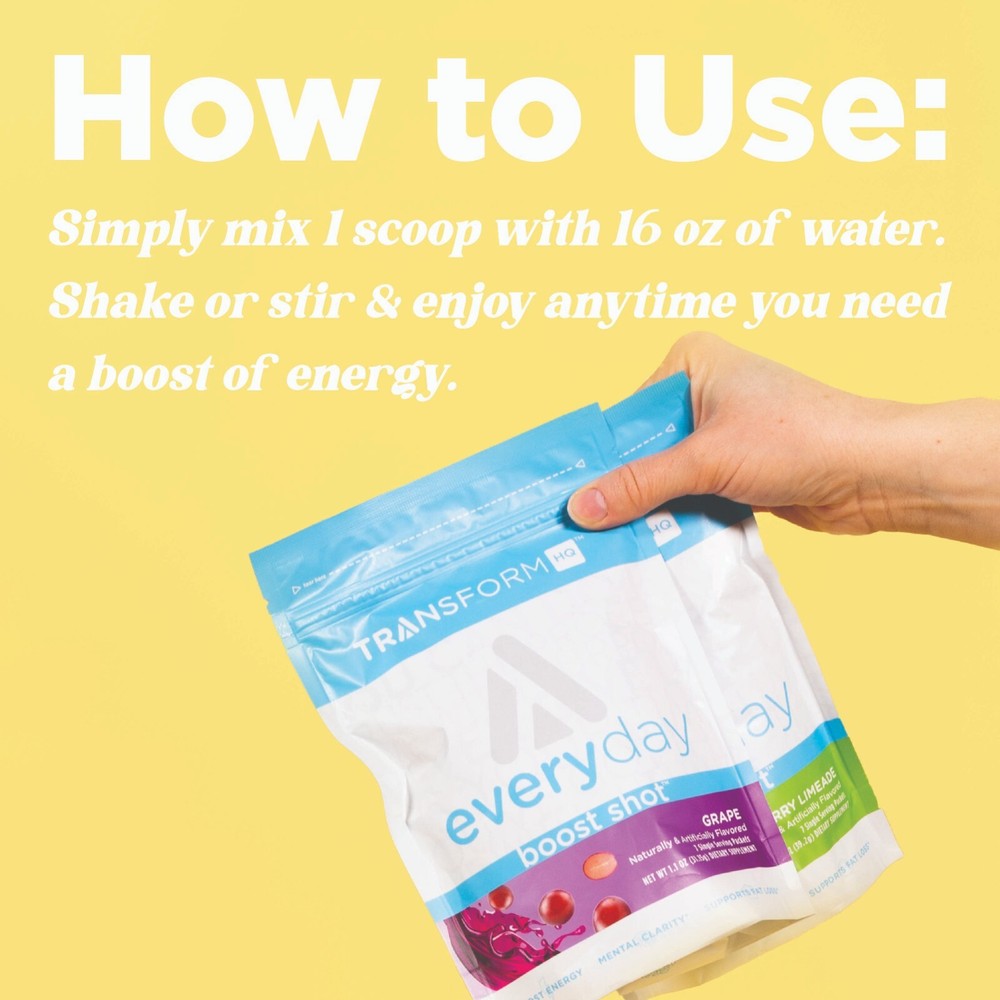 TransformHQ Boost Shot Powder Stick Packets, Peach Mango Energy - 7 Pack