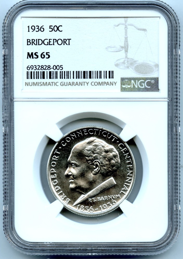 1936 Bridgeport Silver Commemorative, NGC MS65
