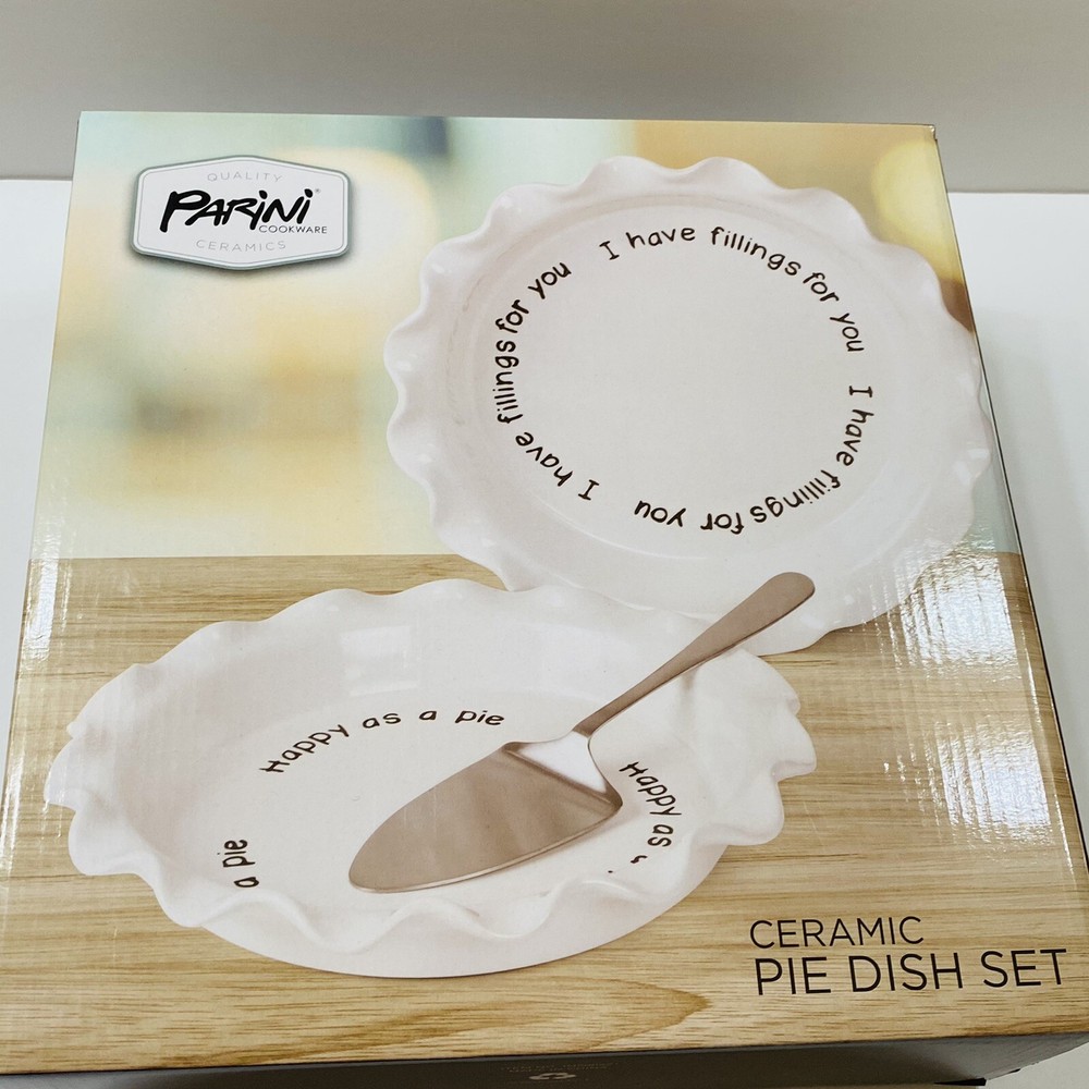 Parini Cookware White Ceramic Bakeware Pie Dish set happy as a pie dish set