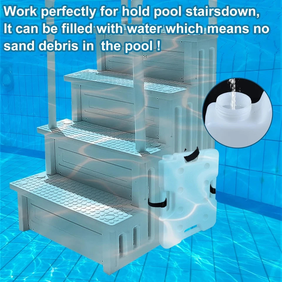 2 Pack Swimming Pool Ladder Weights for Above Ground Pools, Plastic Pool Step...