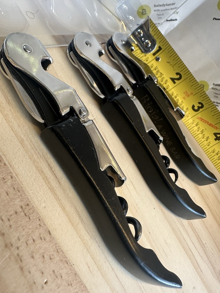 3-Pk Pulltap's Professional Double-hinged Waiter's Corkscrew with Pulltap's Logo