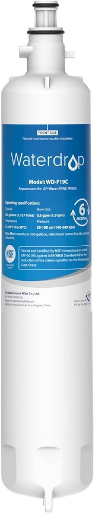 Waterdrop Refrigerator Water Filter, Replacement for GE® RPWFE WITH CHIP (1)