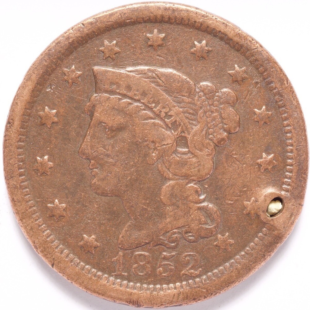1852 Large Cent Braided Hair