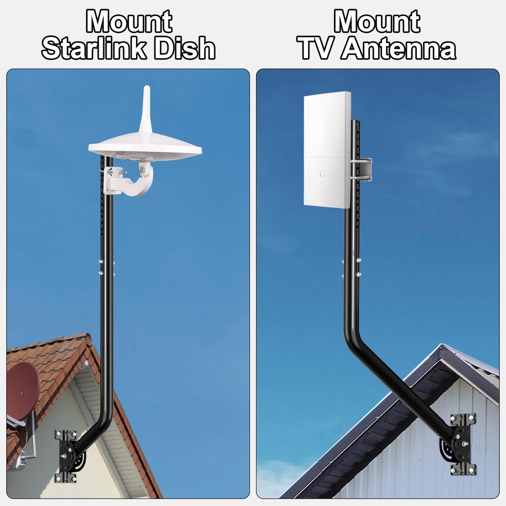 Universal Adjustable TV Antenna Mount – Long Wall Black 2-Pack