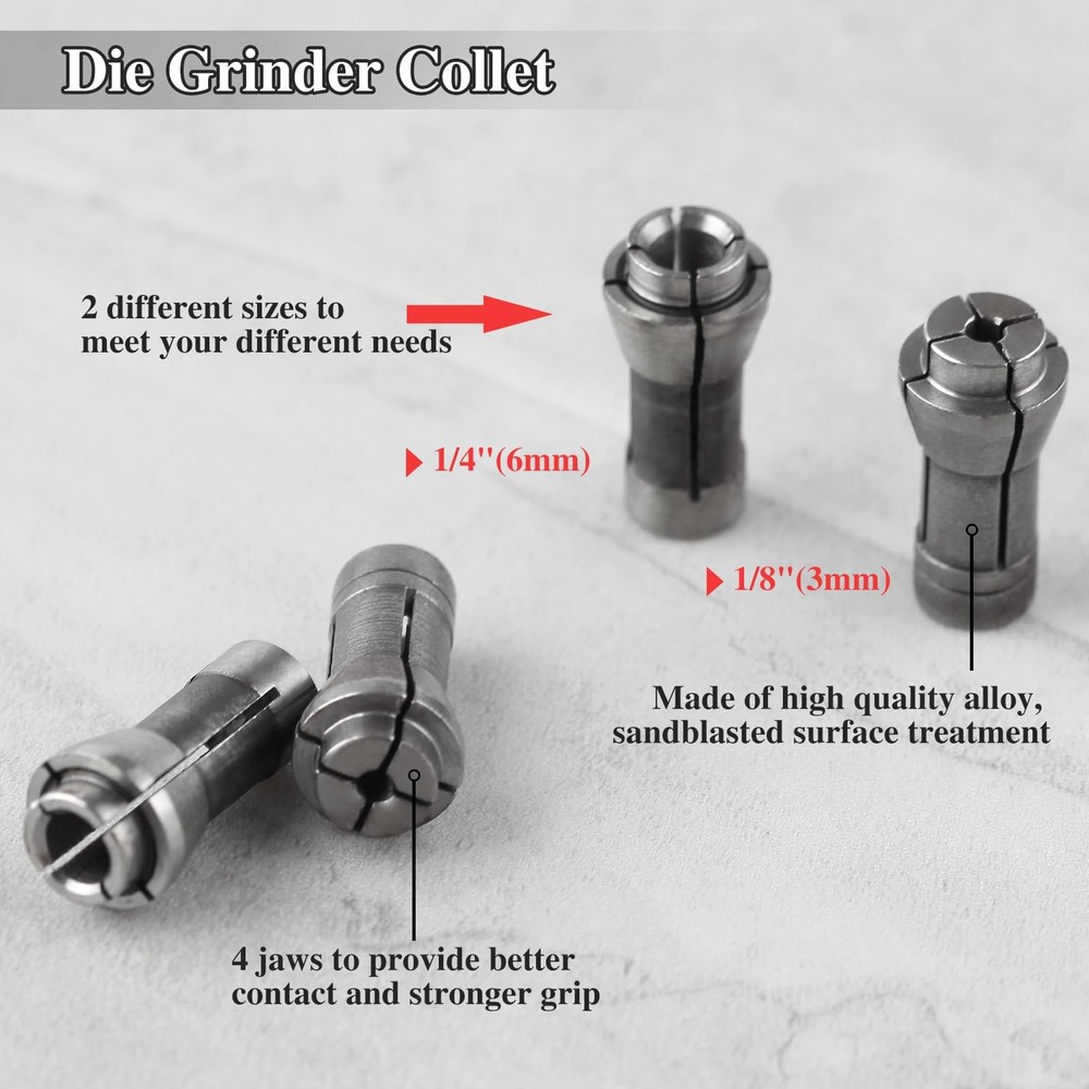 LEONTOOL 4 Pcs Die Grinder Collet Grinding Machine Clamping Adapter...