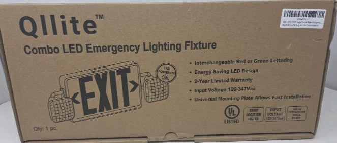 Qllite Combination Emergency Exit With LED Emergency Lights. Green And Red Exit.