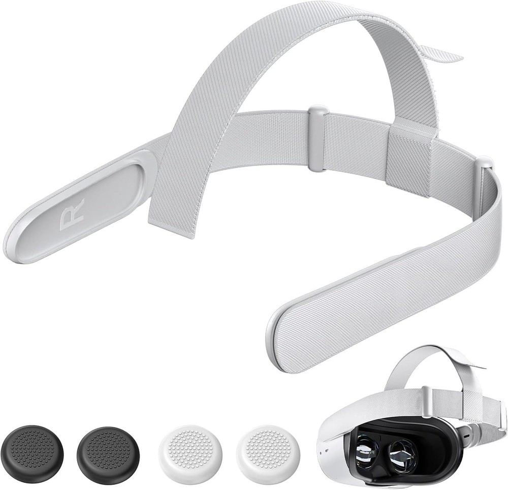 Head Strap for 0culus Quest 2 Headset and 4 Controller Thumb Grip Covers