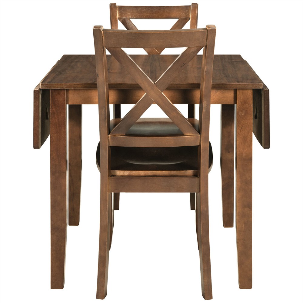 3 Piece Dining Table Set Extendable Table w/ 2 Chair Kitchen Breakfast Furniture