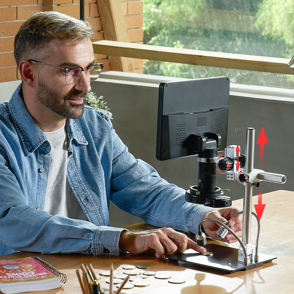 TOMLOV 10" Digital Microscope 2000x Soldering Microscop Flexibable Arm Stand