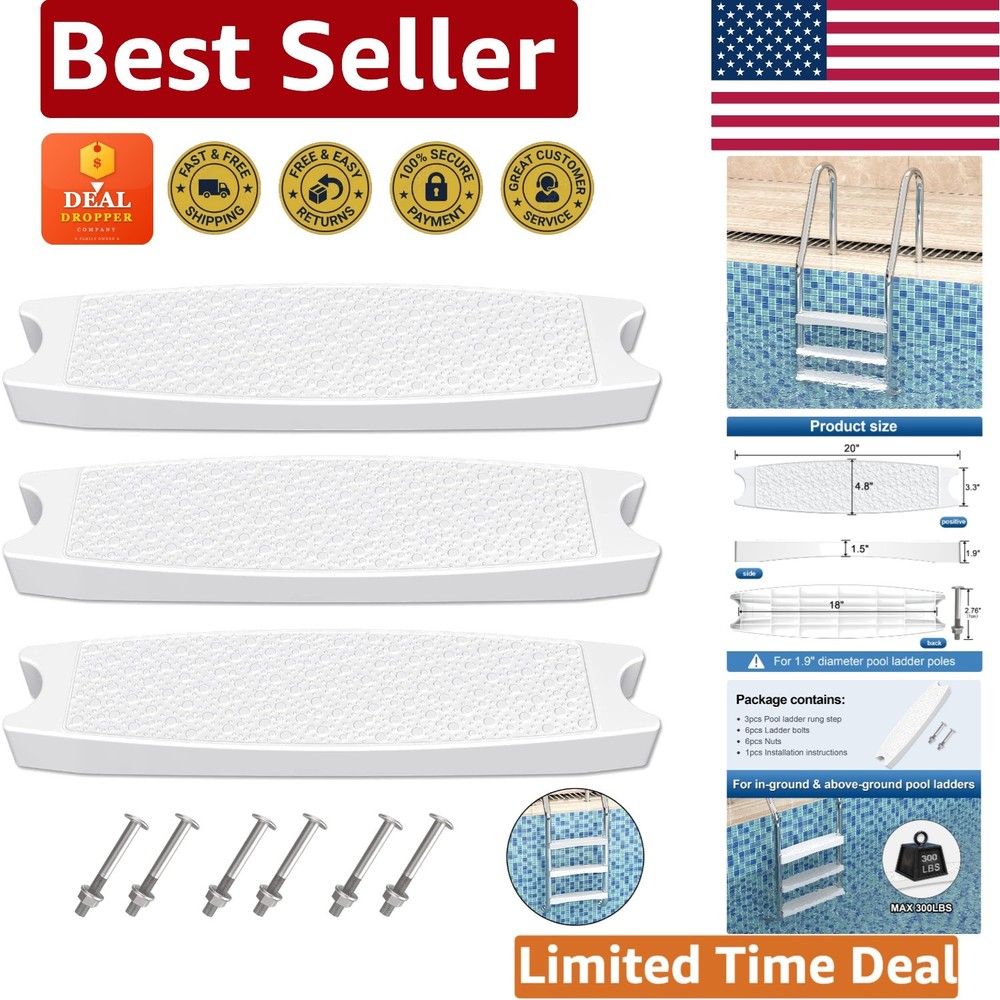 Universal 3-Step Pool Ladder Replacement - Durable, Anti-Slip & 300 lbs Capacity