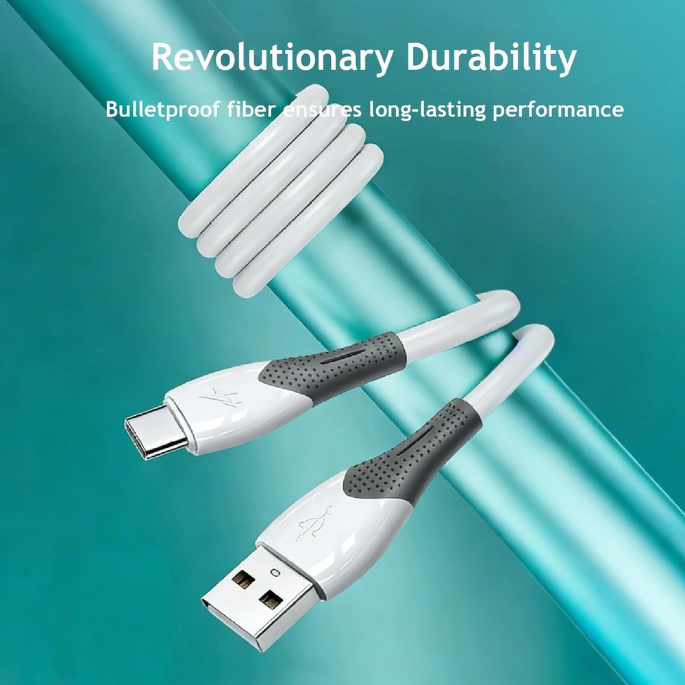 Android Auto USB Cable 3FT 2-Pack, CarPlay C to A Cable, white