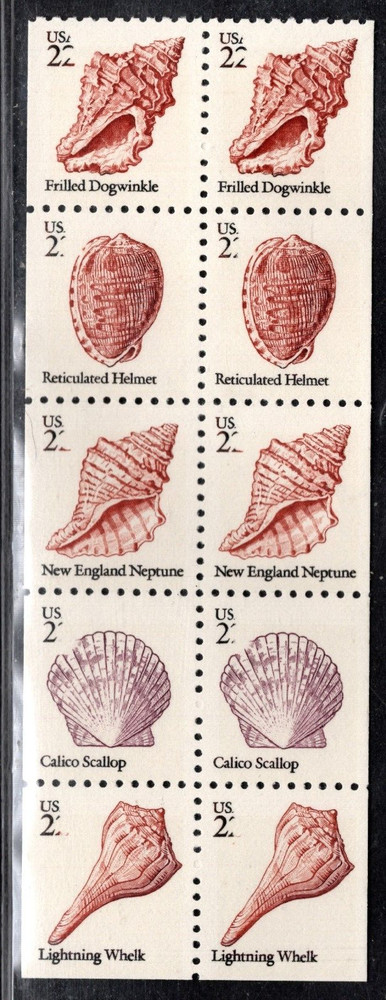 Perfectly Flawed EFO SN 2121a NG Error - Shells - Booklet Pane of 10 Missing "2"