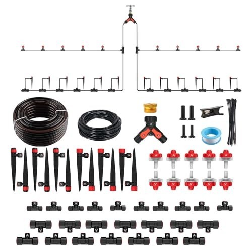100FT Drip Irrigation Kit - All-in-One Quick-Connect System, 22 Adjustable Emitt