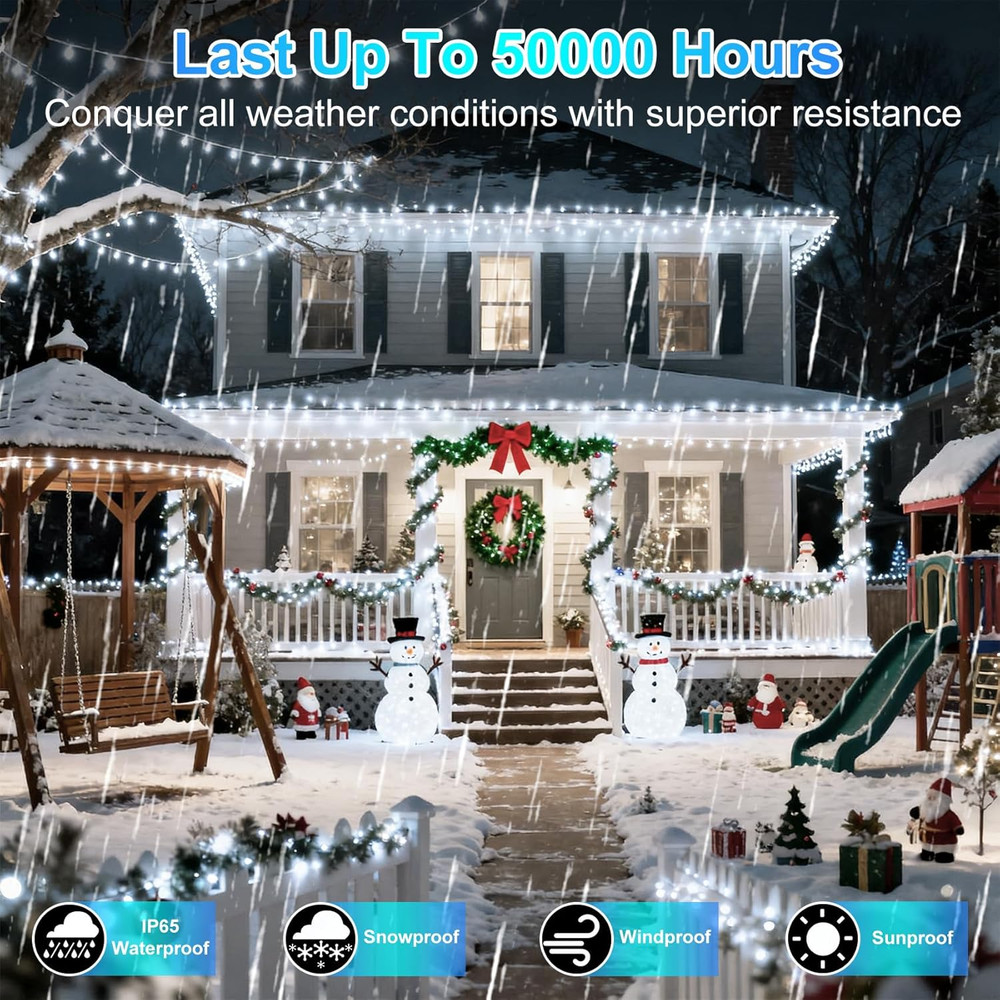 1500 LED 470FT Christmas String Lights, 12 Modes and Timer Memory Dimmable, Plug