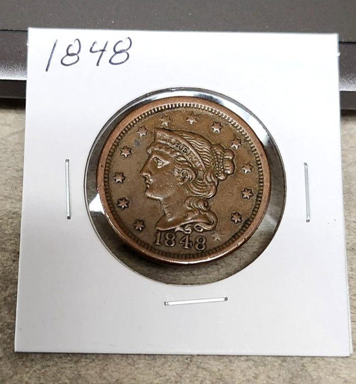 1848 Braided Hair Cent - High Grade - Strong Devices