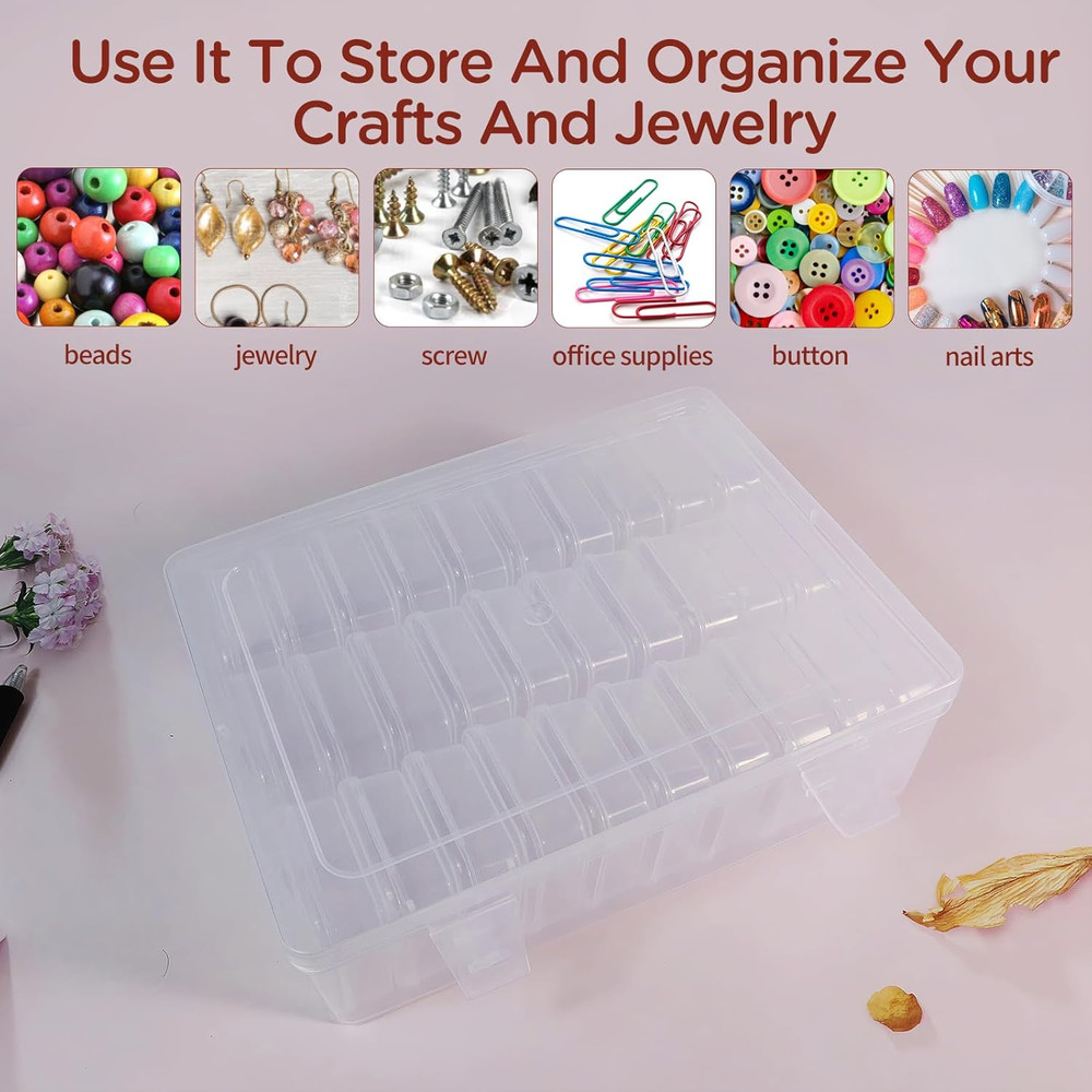 30Pack Bead Organizer Box with Hinged Lid - Clear Bead Storage Containers for Or